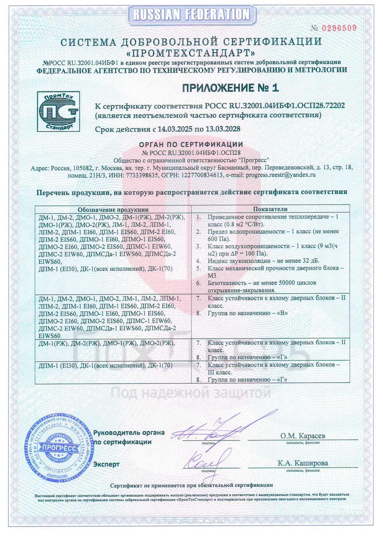 сертификат EIW60 приложение